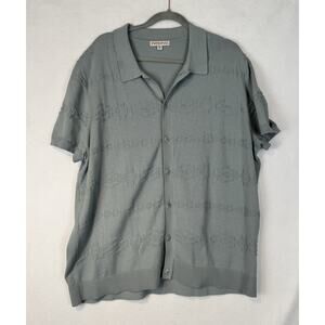 Frye Mens XXL Light Green Button Down Knit Polo Shirt